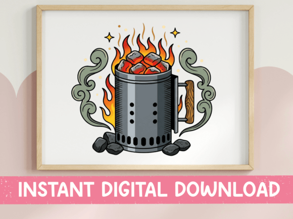 Charcoal Chimney Starter BBQ Sticker