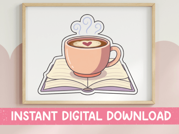 Coffee Cup on Open Book Sticker Review