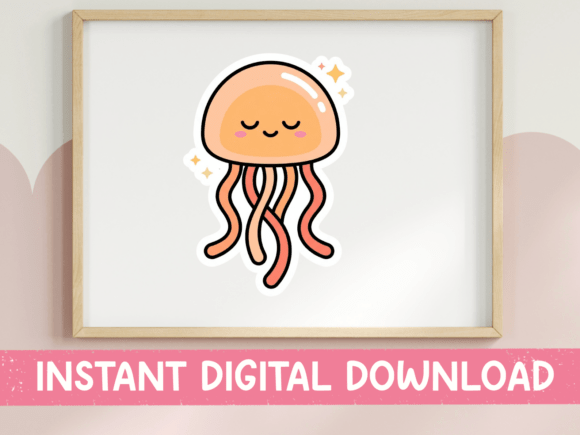 Cute Kawaii Jellyfish Sticker Design Review