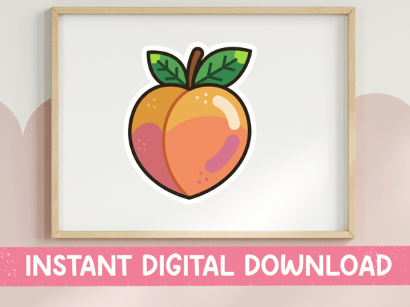 Cute Peach Fruit Sticker Design Review