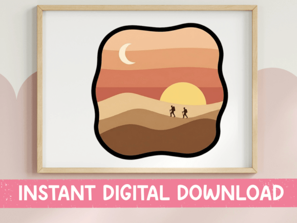 Desert Sunset Hikers Minimalist Sticker Review