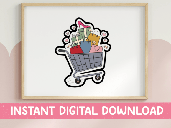 Overflowing Shopping Cart Sticker Review