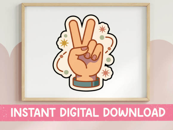 Peace Sign Hand Retro Sticker Review