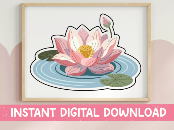 Pink Lotus Flower Pond Sticker Review