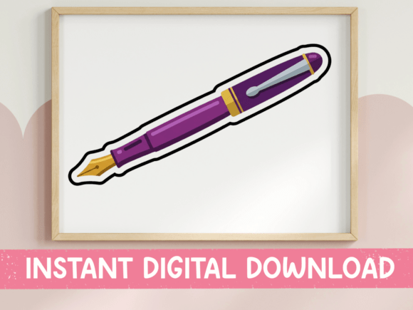 Purple Fountain Pen Illustration Sticker Review