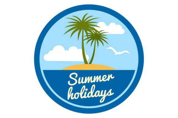 Summer Holidays Round Sticker. Tropical