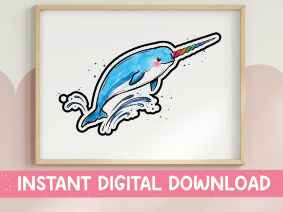 Watercolor Jumping Narwhal Sticker Review